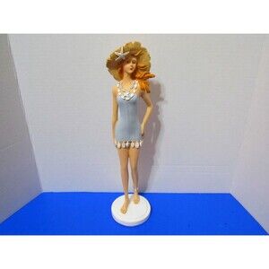 NEW Rare Tropical Deco Style Bathing Beauty Figurine Miami Beach Beach Lady
